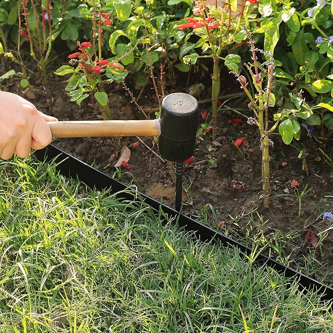 Gardzen 1.5" x 80' Landscape Edging Kit, Garden Edging Coil Comes with 100 Pcs Spikes, No Dig Lawn Border Design