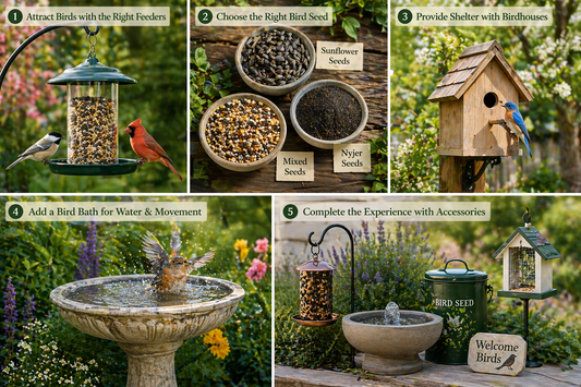 How to Create a Bird-Friendly Backyard (Feeders, Birdhouses & Baths Guide)