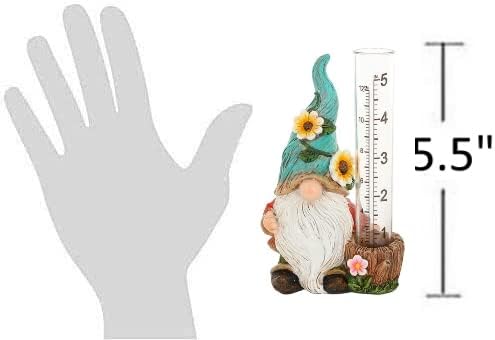 The Bridge Collection Cute Garden Gnome Rain Gauge (Green)