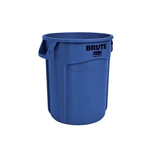Rubbermaid Commercial Products BRUTE Heavy-Duty Round Trash Can with Venting Channels, 10-Gallon, Blue, Waste Container for Landscapers/Construction Sites/Restaurants/Offices/Warehouses/Home, Pack of 6