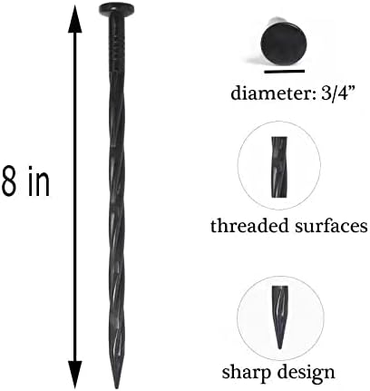 100PCS Spiral Landscape Anchoring Spikes, 8 Inch Landscape Spikes, Nylon Landscape Anchoring Spike for Garden Lawn Yard, Paver,Weed Barrier, Artificial Turf (8in - 100 Count)