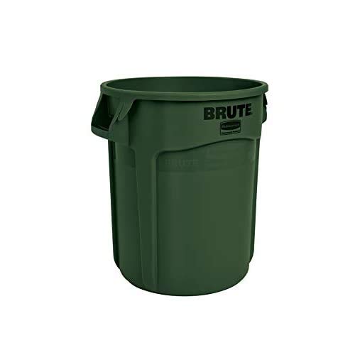 Rubbermaid Commercial Products BRUTE Heavy-Duty Round Trash/Garbage Can, 20-Gallon, Green, for Landscapers/Construction Sites/Restaurants/Back of House/Offices/Warehouses, Pack of 6