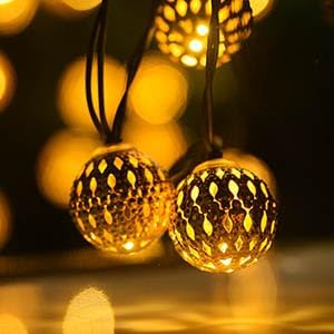 Solar String Lights Outdoor 20FT 30LED Globe String Lights with 8 Modes,Solar Fairy Lights Outdoor Waterproof Moroccan Fairy Lights Solar for Garden Patio Wedding Christmas Decor，Warm White