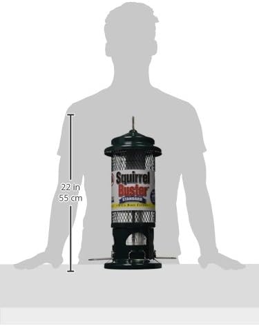 Squirrel Buster Standard Squirrel-proof Bird Feeder w/4 Metal Perches, 1.3-pound Seed Capacity, garden green