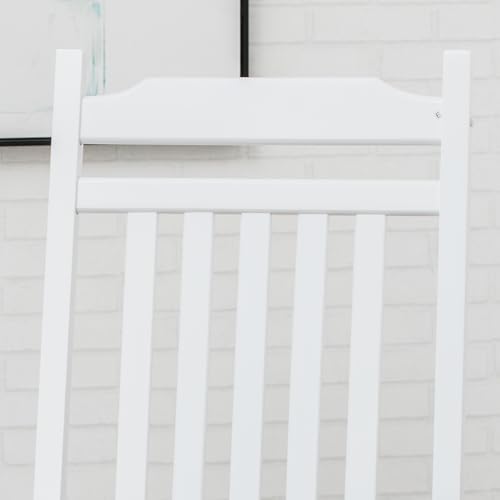 White Porch Rockers for Wooden Adults Furniture Set of 2 Outside Rocking Chair for Patio Lounge Balcony，Suitable for Indoor and Outdoor Use