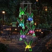 JOBOSI Hummingbird Decor Gifts, Solar Hummingbird Wind Chimes Lights, Mothers Day Wind Chime Gift, Gifts for mom, Women, Grandmother, Outdoor Garden Lawn Yard Decor (XL/3.5 * 4.5in)