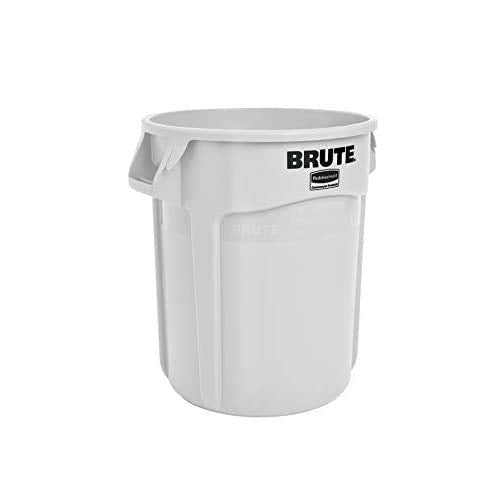 Rubbermaid Commercial Products BRUTE Heavy-Duty Round Trash/Garbage Can, 20-Gallon, White, Outdoor Waste Container for Landscapers/Construction/Restaurants/Back of House/Offices/Warehouses, Pack of 6