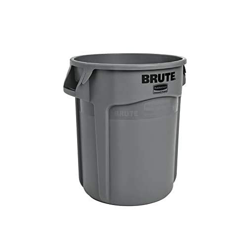 Rubbermaid Commercial Products BRUTE Heavy-Duty Round Trash/Garbage Can, 10-Gallon, Gray, Outdoor Waste Container for Landscapers/Construction/Restaurants/Back of House/Offices/Warehouses, Pack of 6