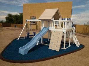 Playsafer Rubber Mulch Nuggets Protective Flooring for Playgrounds, Swing-Sets, Play Areas, and Landscaping (400 LBS - 16 CU. FT., Blue)