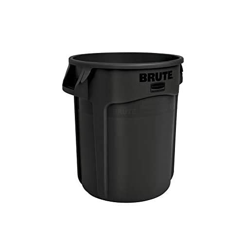 Rubbermaid Commercial Products BRUTE Heavy-Duty Trash/Garbage Can, 10-Gallon, Black, Wastebasket for Home/Garage/Mall/Office/Stadium/Bathroom, Pack of 6