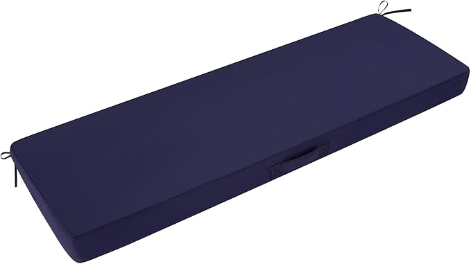 SHACOS Outdoor Bench Cushions 42 x 16 Inch, 3.2 Inch Thick High-Density Bench Cushion, Waterproof & Fade-Resistant Removable Cover with Ties, Bench Seat Cushions for Swing Patio Garden Furniture, Navy