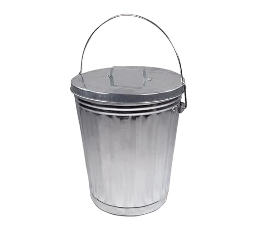 Mytee Products 4 Pack Galvanized Trash Can w/Lid Ideal for Trailers - 6 Gallon Steel Mounted Small Outdoor Garbage Can for Home, Office, Bathroom, Kitchen - Fire and Heat Resistant