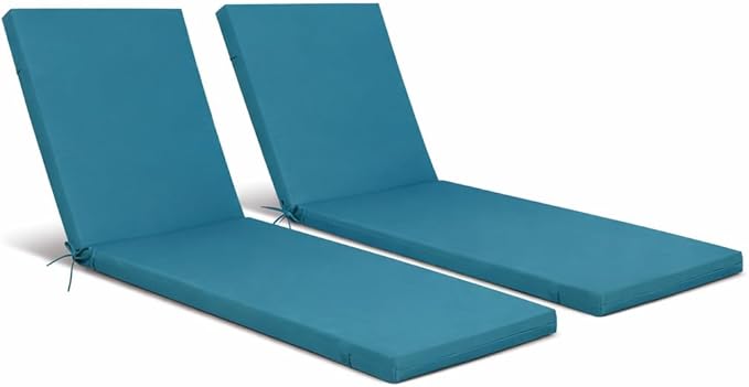 Only choice Outdoor Chaise Lounge Cushion Set of 2, 75" x 24" Lounge Chair Cushion Water-Resistant & Fade-Resistant for Lawn, Pool, Replacement Seat Cushion for Patio (Blue)