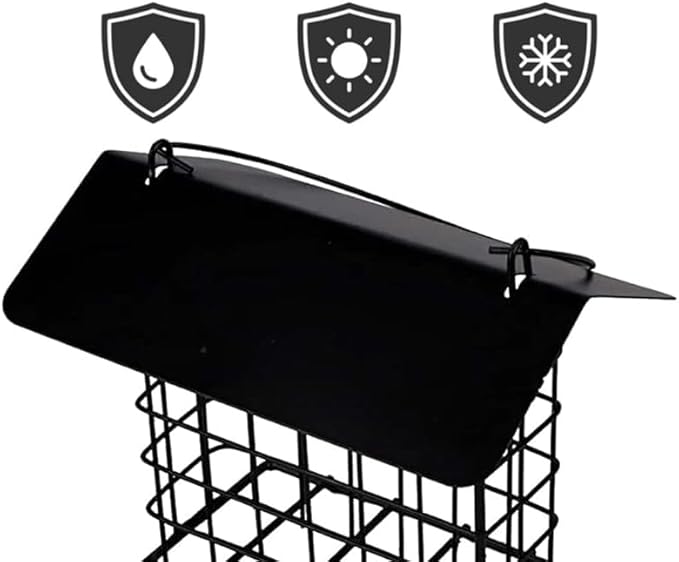 Durable Roof Top Bird Parrot Suet Reusable Feeder for Outside Garden Yard Patio Hanging Metal Suet Cake Holder Squirrel Proof Weatherproof for Wild Hummingbird Woodpecker