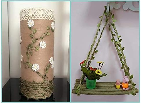 33 Feet Natural Burlap Ribbon,5MMjute Twine withArtificial Vine Fake Foliage Leaf Plant Garland Rustic Jungle Vines with Twine for Baby Shower Wreath Wedding Home Decor