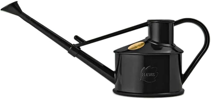 Indoor Plastic Watering Can | The HAWS Langley Sprinkler - One Pint | Pot Waterer | Fine Spray Rose | Recycled - Black