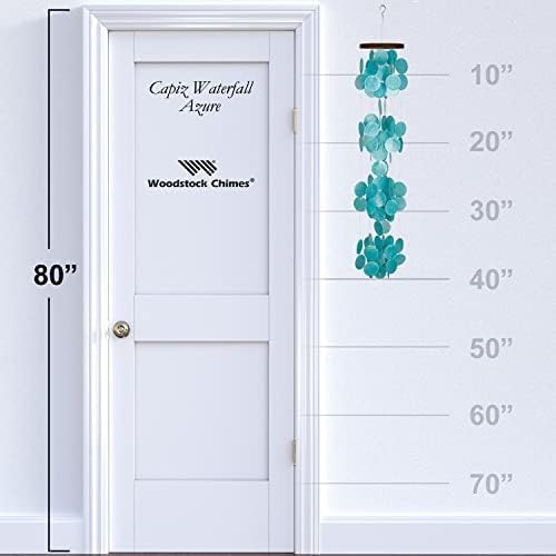Woodstock Chimes Asli Arts Collection, Capiz Waterfall, 40'' Azure Capiz Wind Chimes for Outdoor, Patio, Home or Garden Décor, Wind Chime for Mom Christmas/Hanukkah Gifts (CWRA)