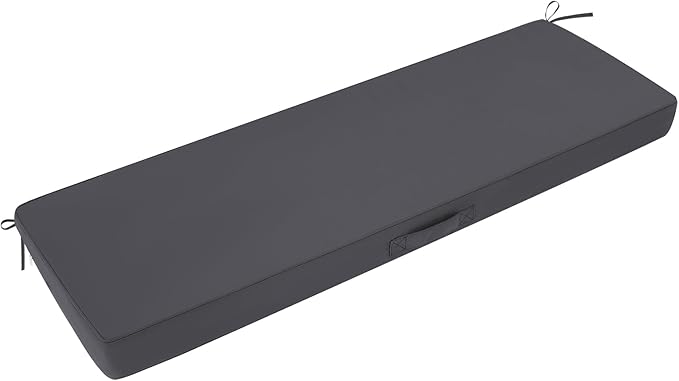 SHACOS Outdoor Bench Cushions 42 x 16 x 3.2 Inch Thick Bench Cushion, Waterproof Fade-Resistant Removable Cover with Ties Piping Edge, Bench Seat Cushions for Swing Patio Porch Furniture, Dark Gray