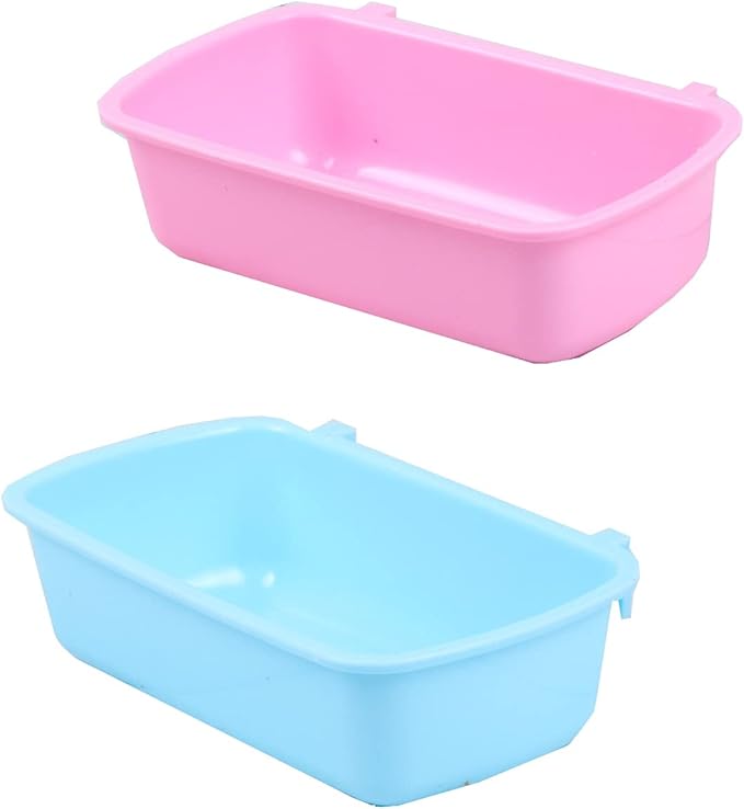 Small Animal Feeder Bowl Basic Dish Covenient Hanging Cups - 2 Pack Bath Food Water Bowls for Birds Hamsters Mice Rats Small Pets