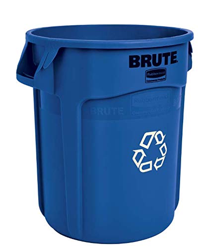 Rubbermaid Commercial Products BRUTE Heavy-Duty Round Trash/Garbage Can, 20-Gallon, Blue, Outdoor Waste Container for Landscapers/Construction/Restaurants/Back of House/Offices/Warehouses, Pack of 6