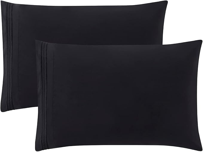 Clara Clark Bed Sheets, Premier 1800 Series 4 Piece Bed Sheet Set, Deep Pocket, Wrinkle, Fade, Stain Resistant, Luxury Soft Bedding Sheets & Pillowcases, Queen, Black