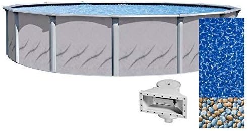 Lake Effect Pools 'Galleria' 21 ft Round Above Ground Swimming Pool | 52 Inch Steel Side Walls | Kit Includes: 25 Gauge Overlap Liner & Widemouth Skimmer