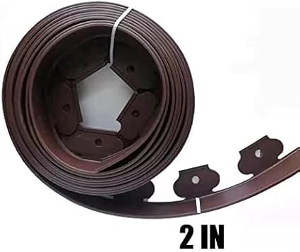Garden Edging，60ft Landscape Edging with 60 Spikes for Lawn 2 Inch Tall (60FT, Brown)