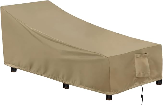 OutdoorLines Outdoor Waterproof Patio Chaise Lounge Chair Cover - UV Resistant Lounger Covers Heavy Duty Weatherproof Patio Sofa Furniture Covers, 1 Pack, 78Wx35.5Dx33H Inches, Camel