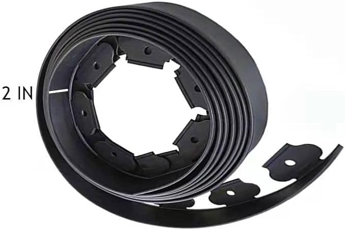 Garden Edging，80ft Landscape Edging with 100 Spikes for Lawn 2 Inch Tall (Black, 80FT)