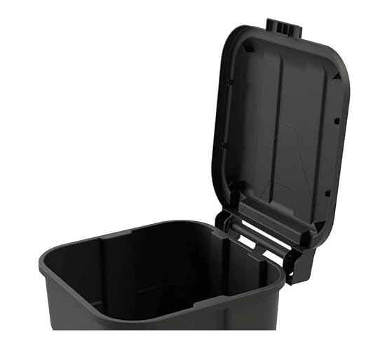 TuffCan 45-Gallon Heavy Duty Outdoor Trash Can with Wheels and Attached Lid, Black
