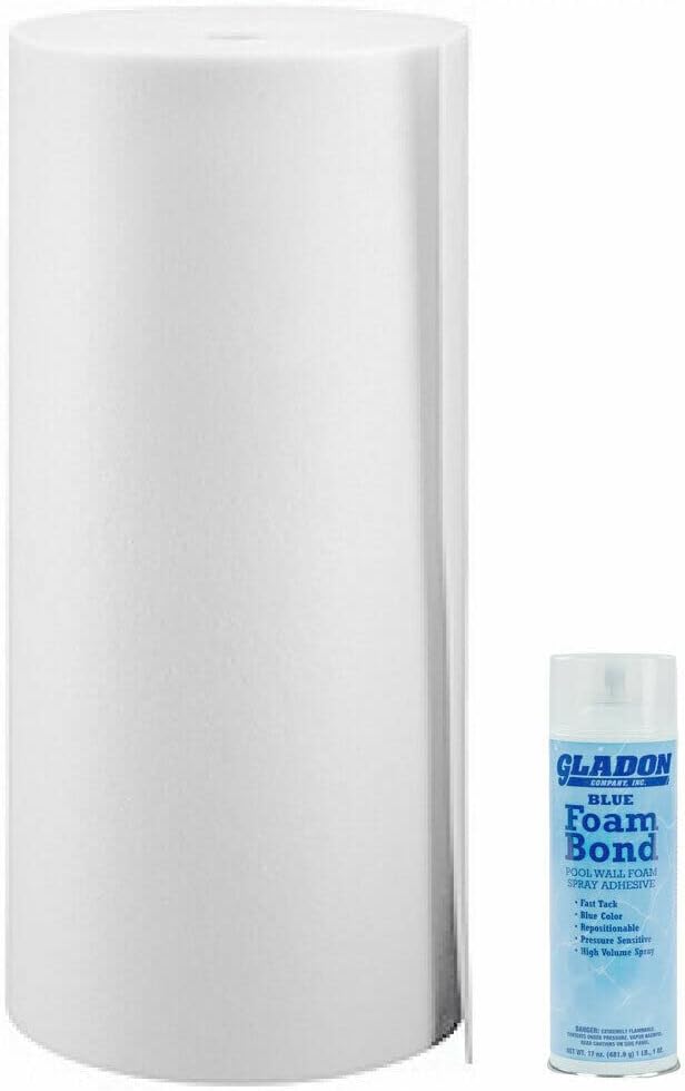 Smartline 60' Roll Wall Foam with Spray Adhesive Kit for Above Ground Pool | 48" Wall High | Accommodates Pools Up to 18' Round