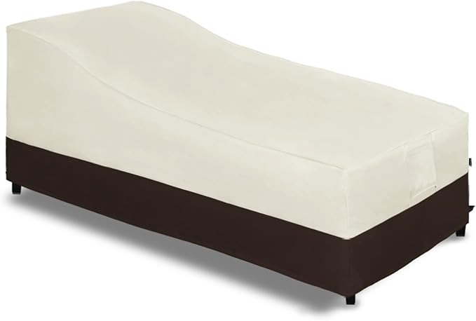 Easy-Going Waterproof Outdoor Chaise Lounge Cover, Heavy Duty Patio Lounge Chair Cover, Windproof Outdoor Furniture Cover with Air Vent (1 Pack-78Wx35.5Dx33H inch, Beige/Dark Brown)