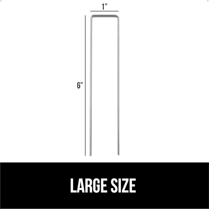 GORILLA GRIP 200 Pack Strong Galvanized Steel Landscape Staples, Rust-Resistant Sharp Tips, Plant and Garden Stakes, Adjustable Ground Yard Anchors, Outdoor Metal Landscaping Pins for Lawn, 6 Inch