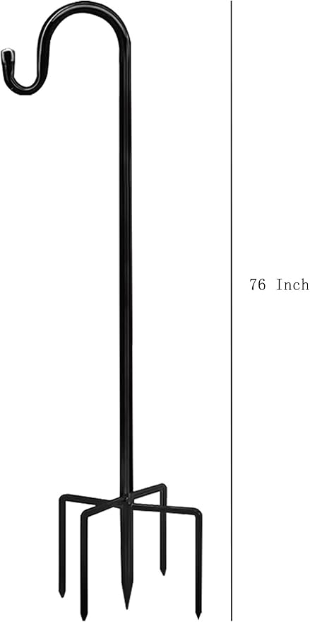 Bird Feeders Pole,Shepherds Hooks for Outdoor 1 Pack 76 Inch Bird Feeders for Outdoors with 5 Prongs Base Hanging Planters for Outdoor