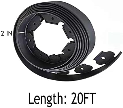 Garden Edging，20ft Landscape Edging with 20 Spikes for Lawn 2 Inch Tall(Black, 20FT)