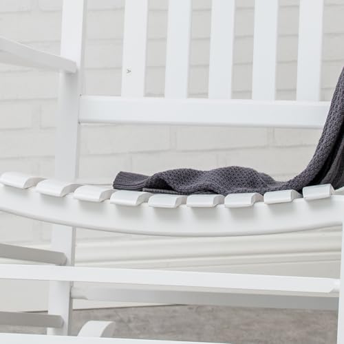 White Porch Rockers for Wooden Adults Furniture Set of 2 Outside Rocking Chair for Patio Lounge Balcony，Suitable for Indoor and Outdoor Use
