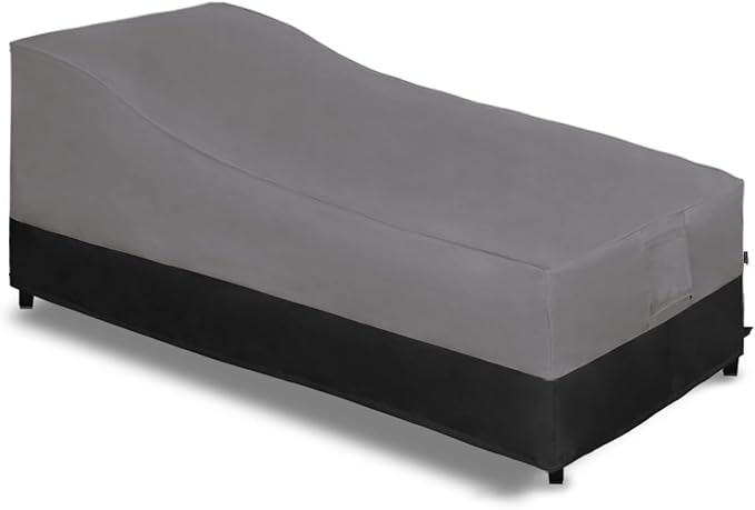 Easy-Going Waterproof Outdoor Chaise Lounge Cover, Heavy Duty Patio Chair, Windproof Furniture With Air Vent - 78Wx35.5Dx33H inch, Gray/Black