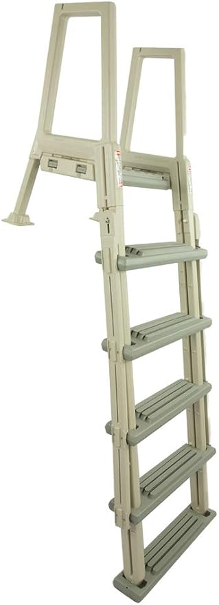 Confer Plastics Step-1X with 8000X Ground to Step Ladder: Above Ground Entry System, Dual Handrails, Slip-Resistant Steps, Supports 300 lbs, Easy Install – Made in USA, Warm Grey with Grey Step-1X