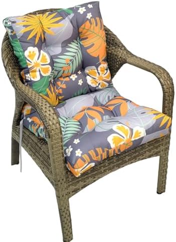 High Back Outdoor Chair Cushions Waterproof Outdoor Patio Chair Seat Pad and Back Floral Rocking Chair Cushion Thicken Chair Pads with Back and Ties,Non-Slip,Flower 41.7"*20.8"