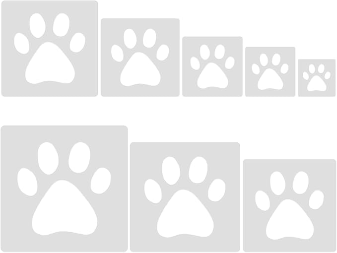 8 PCS Dog Paw Stencils, Animal Paw Paint Stencil Reusable Templates for Painting on Wood, 8 Sizes Bear Paw Plastic Stencils Set for Paper Art Fabric Tile Wall Room Home DIY Craft Decoration