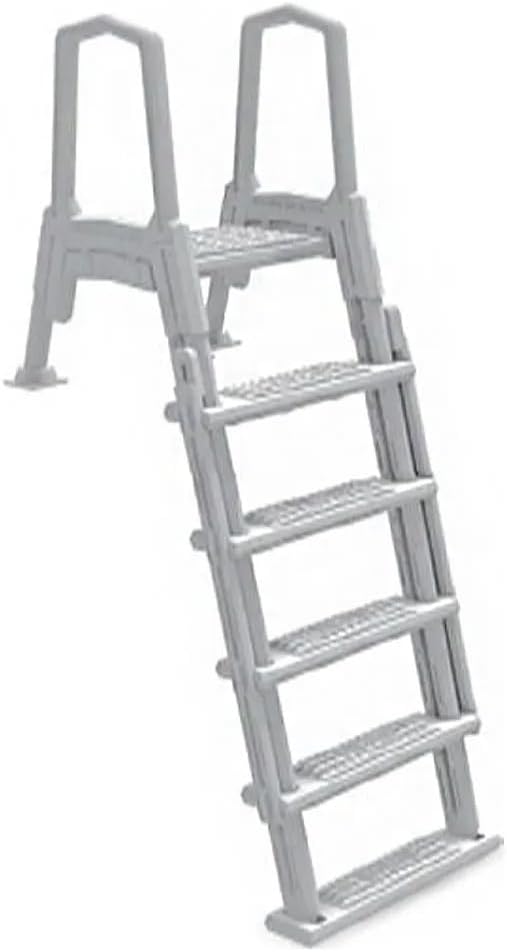 Aqua Select White Outside Flip-Up Safety Ladder | for Above Ground Swimming Pools 48" to 54" H | Weight Capacity Up to 250 lbs