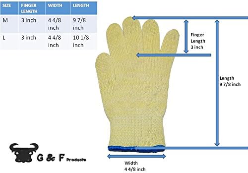 G & F 1689L Dupont Nomex® & Kevlar® Heat Resistant Oven Gloves, for BBQ, Fireplace,and Grilling. Commercial Grade, Large, Sold by 1 Piece