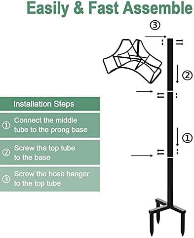 Garbuildman Garden Hose Holder Stand- Outdoor Water Pipe Metal Reel Rack, Shiny Black