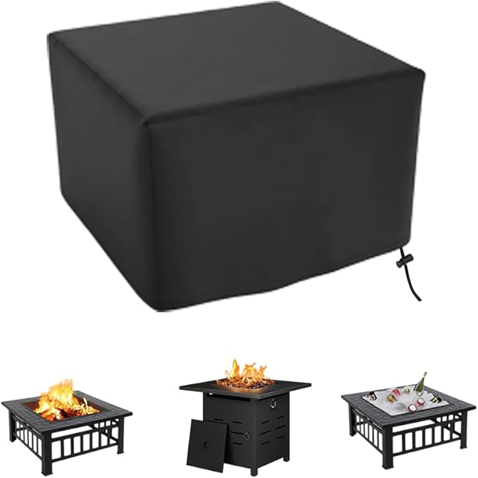 Square Fire Pit Cover for 28 Inch Firepit, Heavy Duty Outdoor Patio Fire Pit Table Cover, Gas Fire Pit Cover - Waterproof Dustproof Anti UV and Tear Resistant