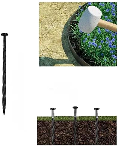 300PCS Spiral Landscape Anchoring Spikes, 8 Inch Landscape Spikes,Nylon Landscape Anchoring Spike for Garden Lawn Yard,Paver,Weed Barrier,Artificial Turf (8in-300 Count)