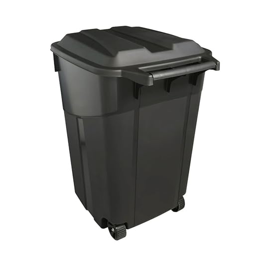 45 Gallon Heavy Duty Plastic Garbage Cans Trash Cans Rubbish Bin with Attached Lid 2 Built in Rugged Wheels Easy Grip Handle Click Lock Lid Design Perfect for Both Indoor Or Outdoor Use