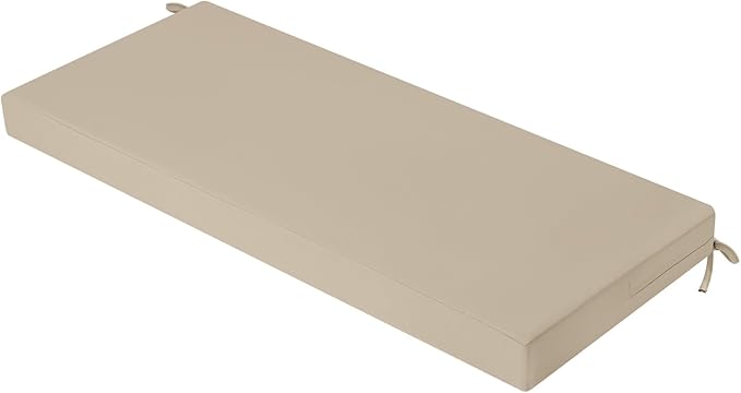 idee-home Outdoor Bench Cushion Waterproof, Bench Cushions for Outdoor Furniture, Patio Porch Swing Replacement Seat Pad with Ties for Garden Backyard, 42 x 18 Inch Beige