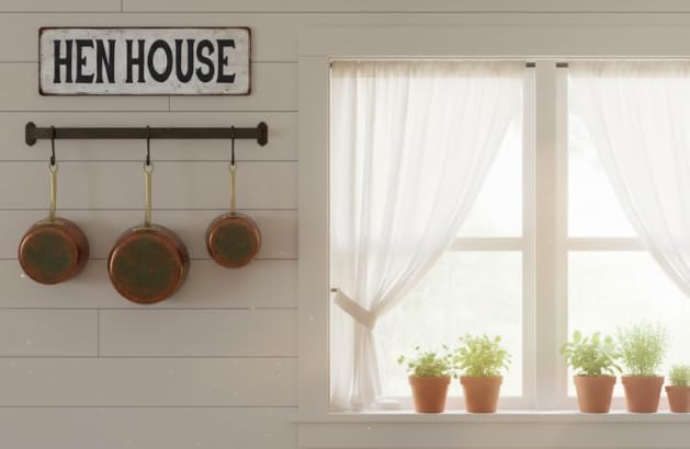 Vintage Style Hen House Metal Sign, Rustic Farmhouse Wall Decor, 4 x 16 inches