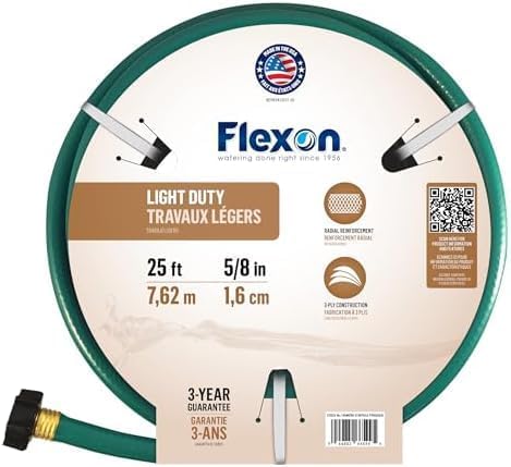 Flexon 5/8-Inch by Reinforced Garden Hose FR5825, 25ft, Green (Pack of 10)