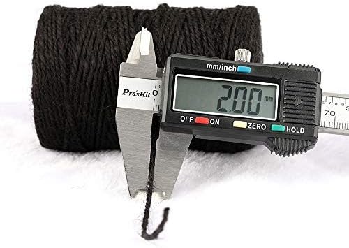 JijAcraft Jute Twine String 328 Feet, 2mm Black Natural Hemp for Gift Wrapping, 3-Ply Colored DIY Halloween Christmas Handmade Arts, Climbing Plant Garden Craft, Gift Decoration
